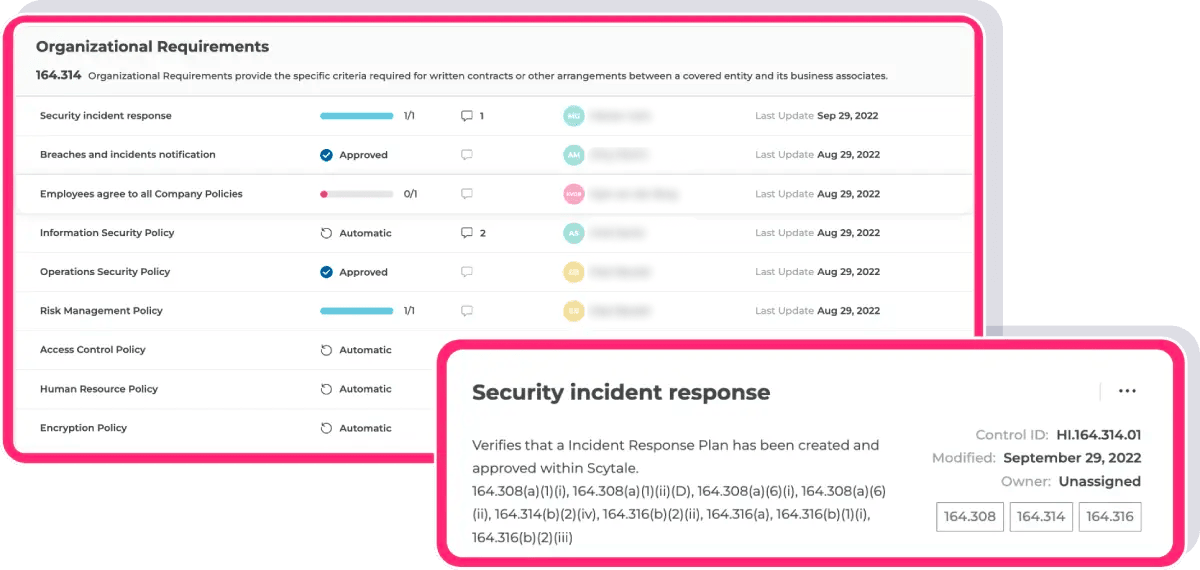 HIPPA controls screenshots