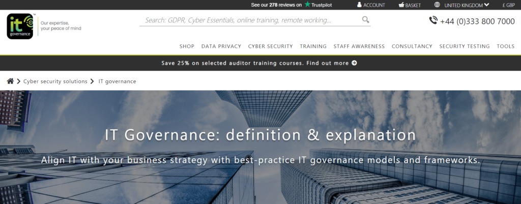 screenshot from it governance website