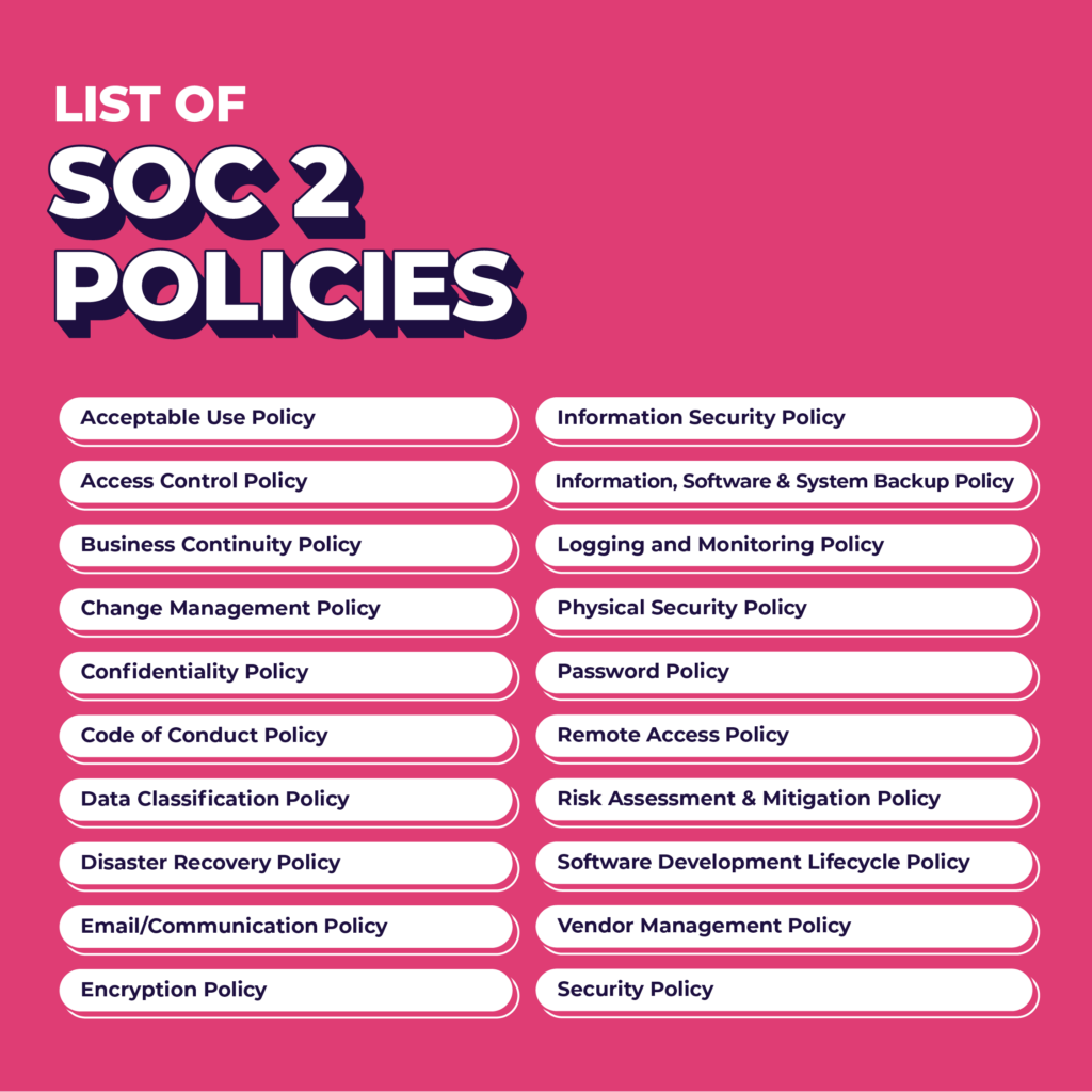 list of soc 2 policies