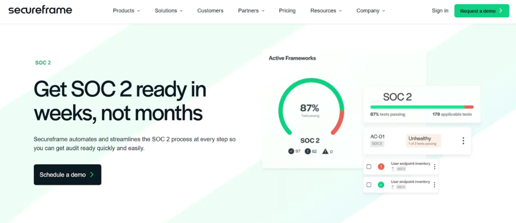 Secureframe top SOC 2 compliance platforms for SaaS