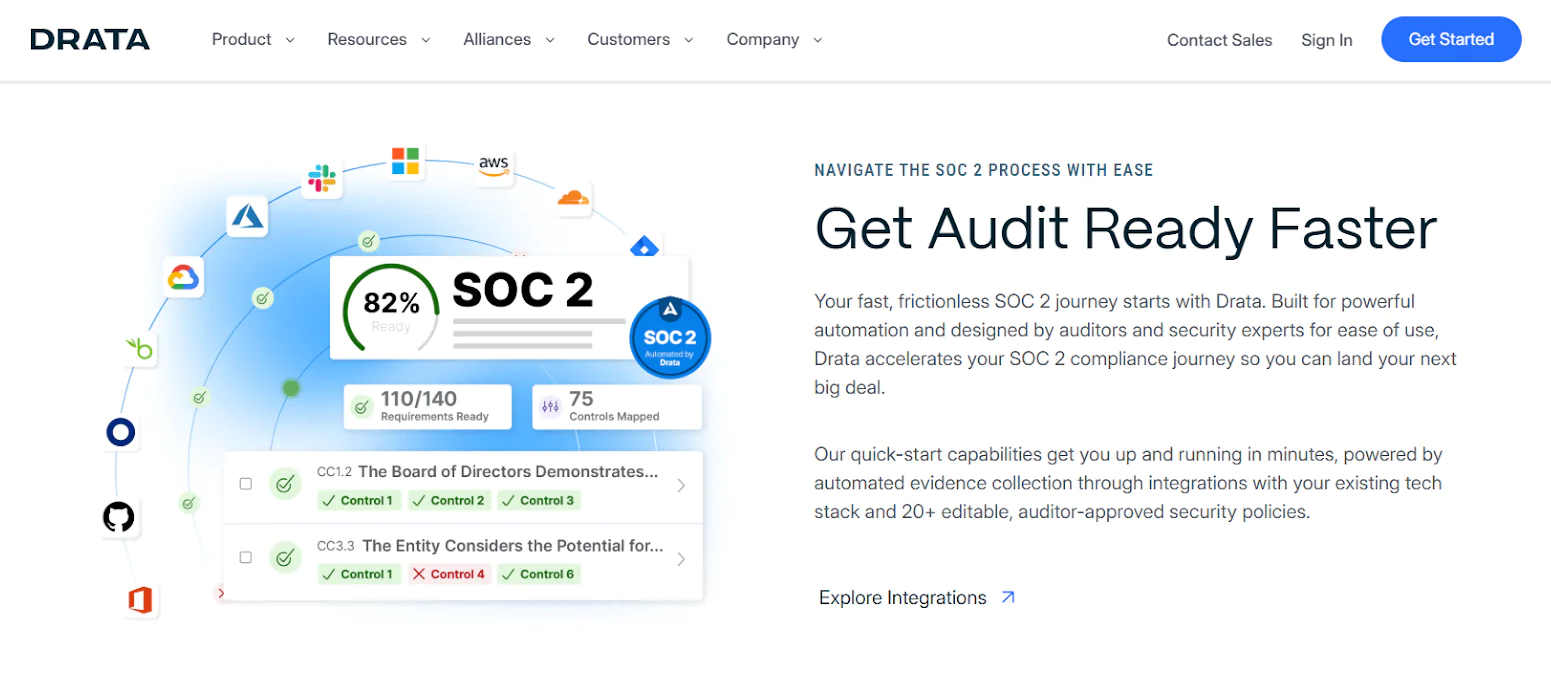 Drata top SOC 2 compliance platforms for SaaS
