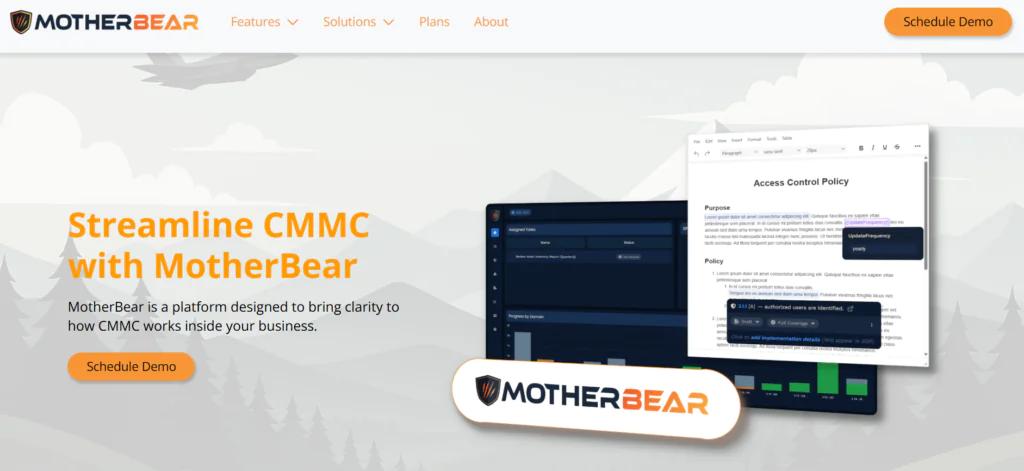 MotherBear best CMMC compliance software for defense contractors
