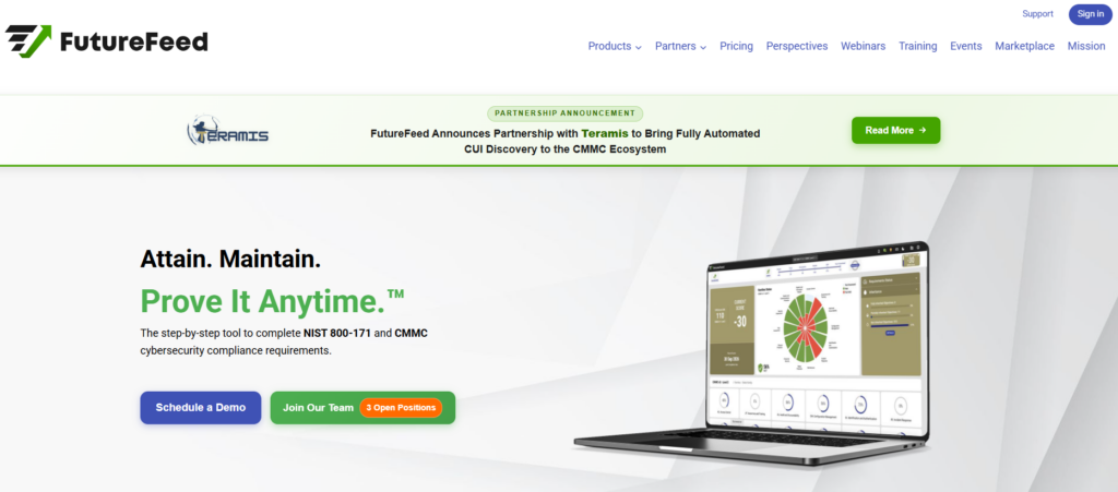 FutureFeed best CMMC compliance software for defense contractors