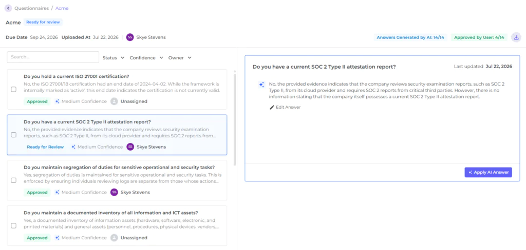 AI security questionnaires