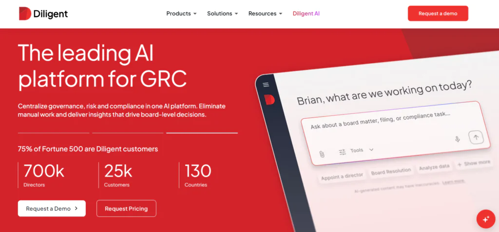 Diligent 7 best AI TPRM tools