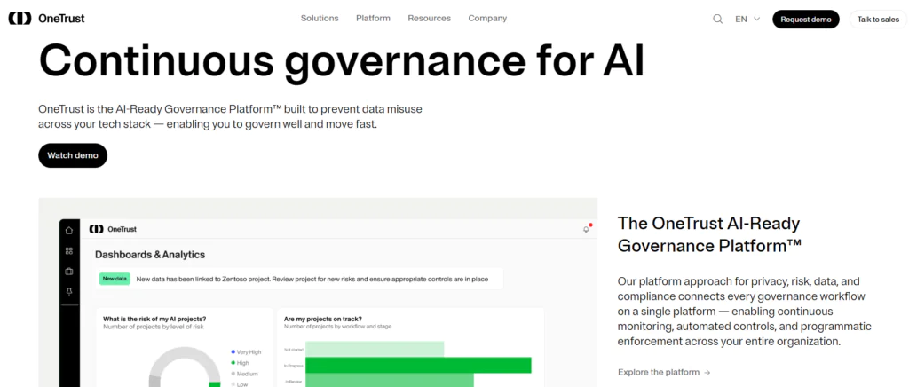 OneTrust top 7 AI governance platforms