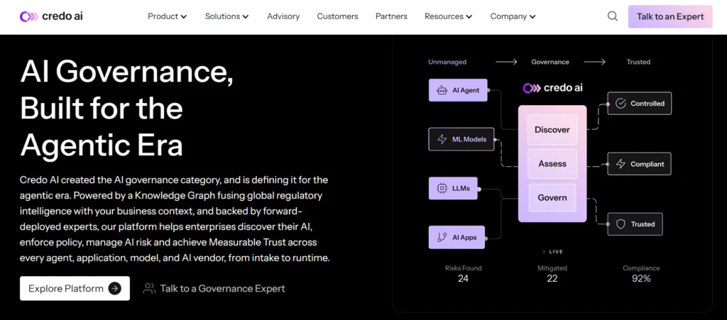 Credo AI top 7 AI governance platforms