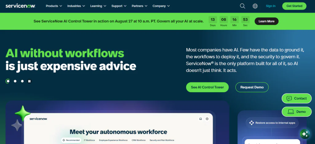 ServiceNow top 7 AI governance platforms
